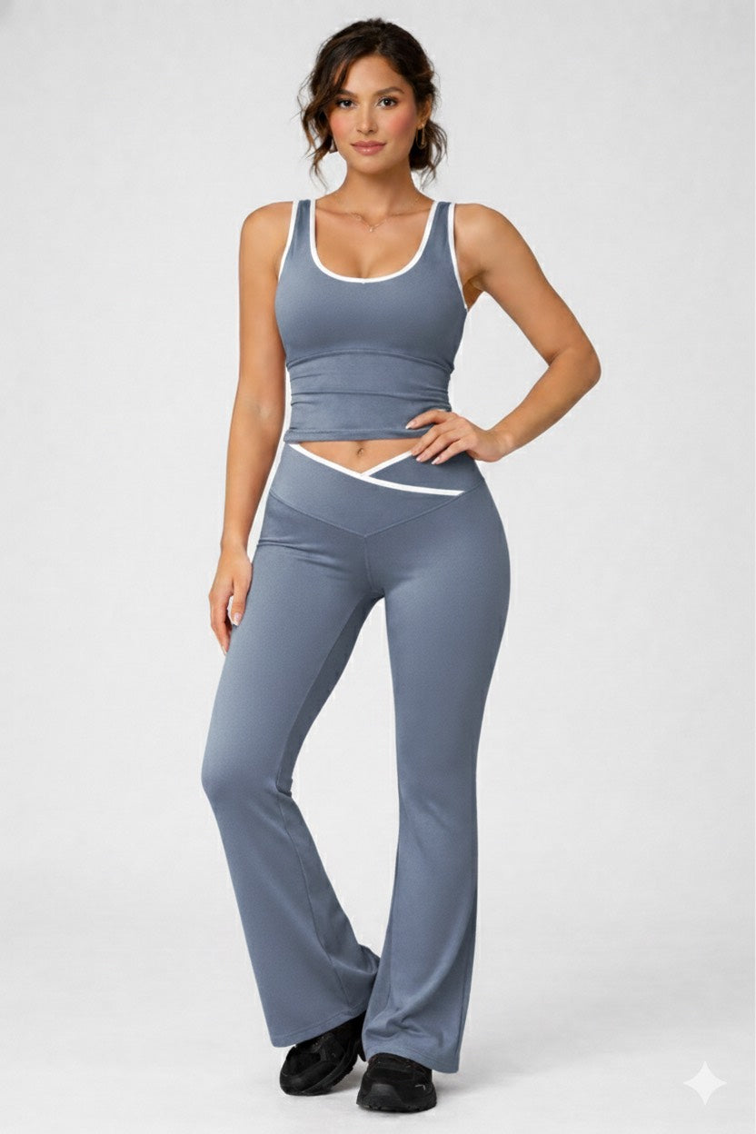 Comfynora Color Block Bell Bottom Set