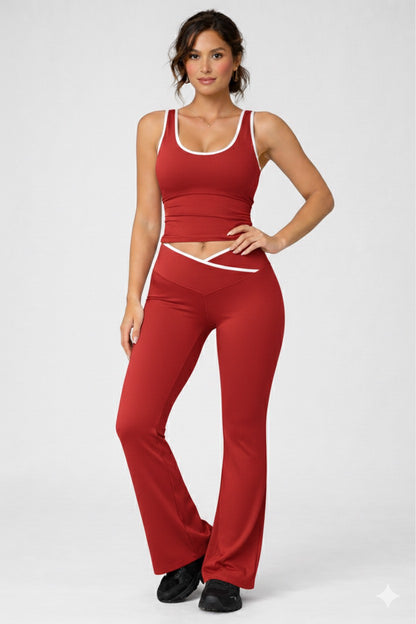 Comfynora Color Block Bell Bottom Set